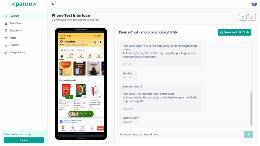 Panto Execute interface
